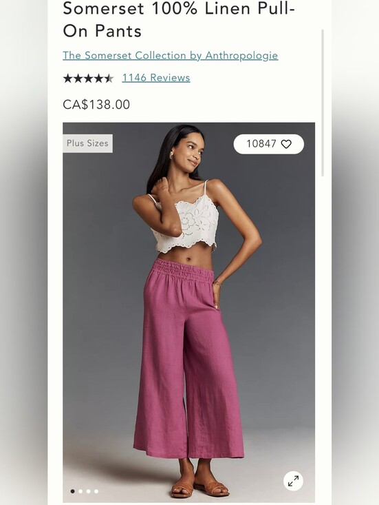 Anthropologie Pants - Anthropologie Somerset 100% Linen Pull-On Pants - Berry Rose NWOT